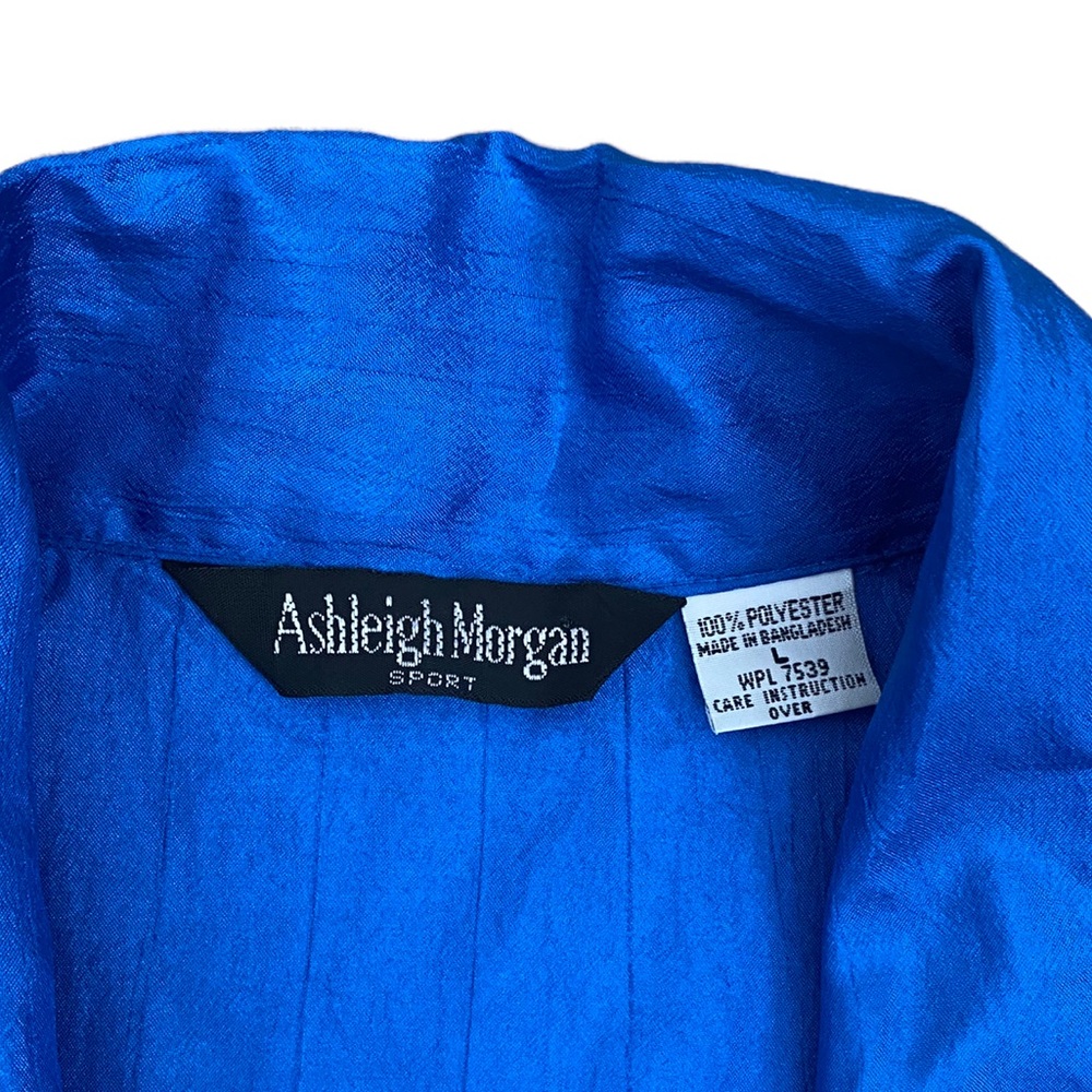 Vintage Ashleigh Morgan Sport Blue Short Sleeve Straight Leg Jumpsuit Size L - Picture 4 of 11